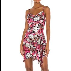 Cinq à Sept Asymmetrical Pink and White Silk Floral Dress